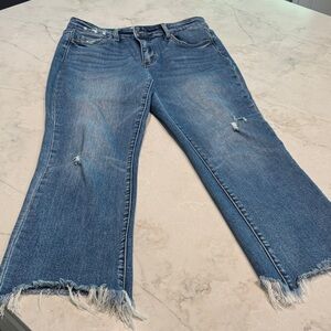 Flying Monkey - Chewed Hem Women's Blue Distressed Jeans - size 31